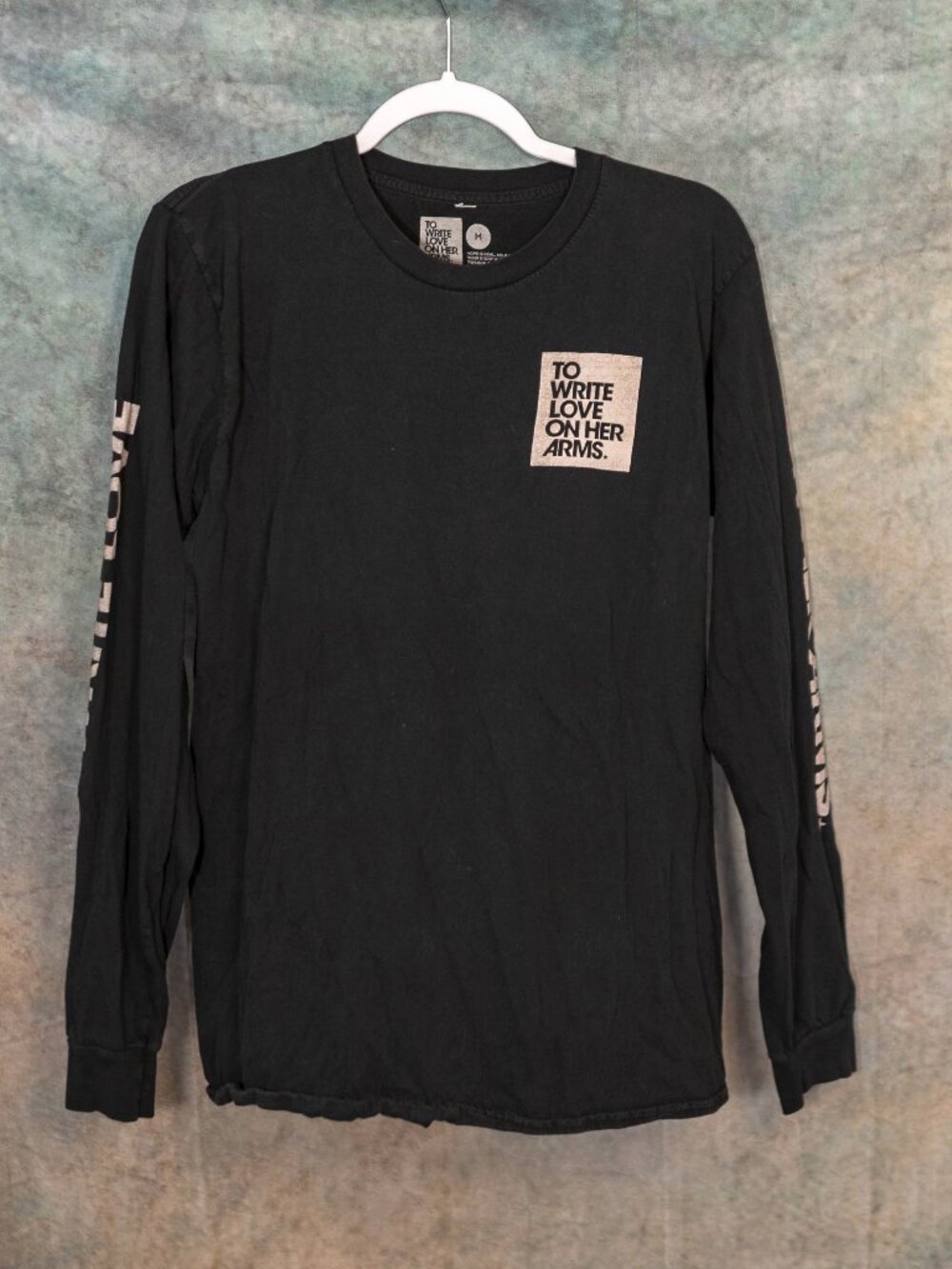 Vintage Wash To Write Love On Her Arms Black Longsleeve Tee - Unisex Medium